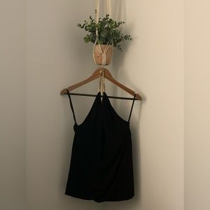 NWT- Ann Taylor Black Solid Chain Detail Top Size 6